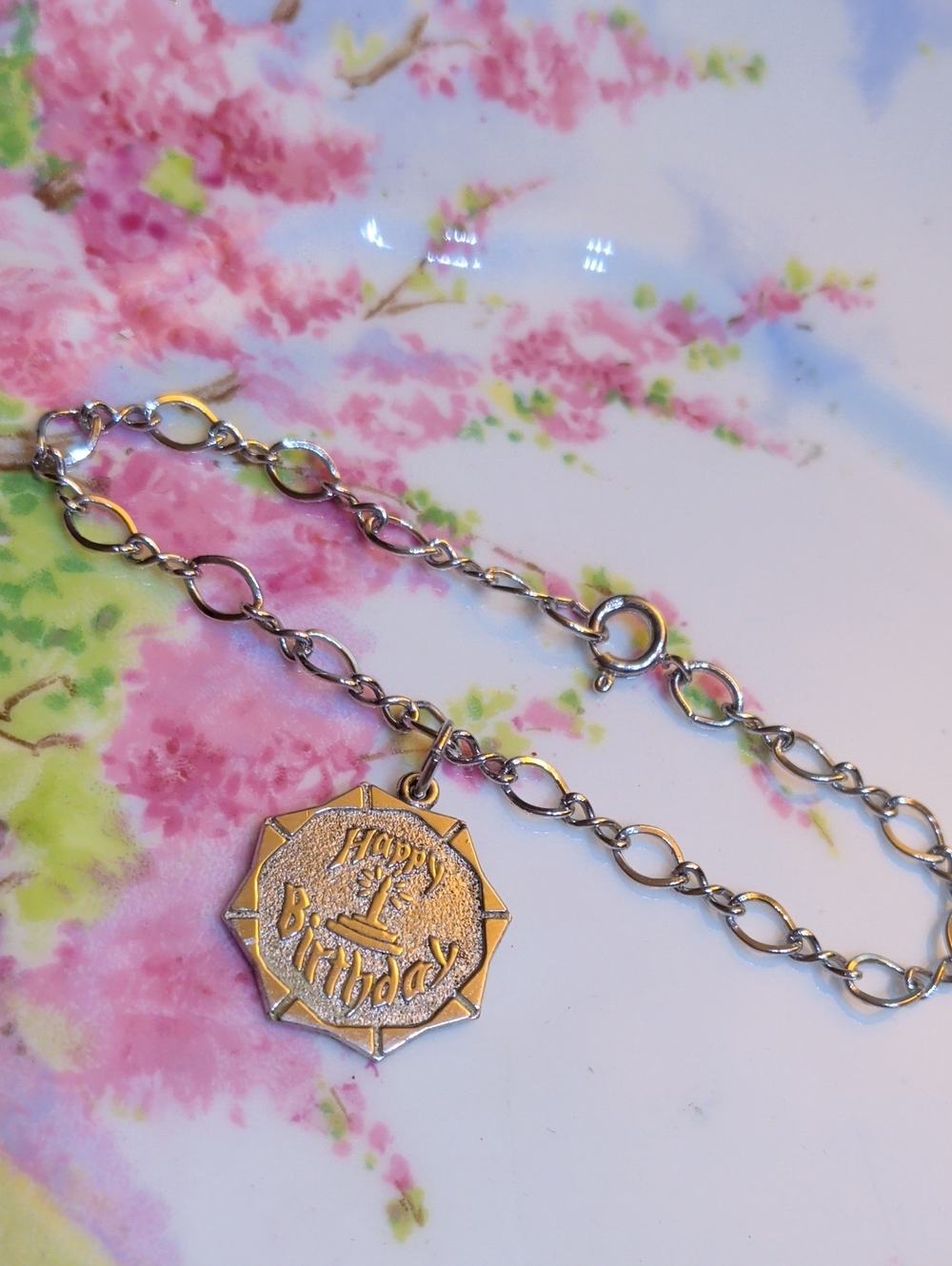 Rembrandt Charm "Happy Birthday" Sterling Silver Adjustable Bracelet